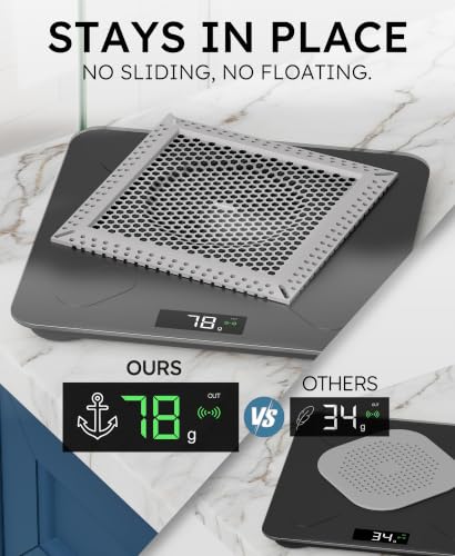 Square Shower Drain Hair Catcher, Efficient Drainage, Gray, 6 inch | 304 Stainless Steel and TPE Material/ Stays in Place / Easy Clean / Anti-Clogging / Fits Bathroom Hair Catcher for Shower - color: Gray, size: 6 inch