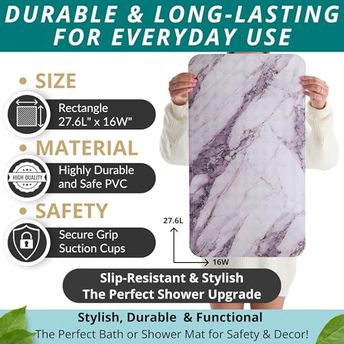 ENKOSI Non Slip Bath Mat for Tub and Shower Floors – Anti Slip Shower Mat with Strong Grip – Soft, Safe, and Unique Marble Print Bathroom Shower Mat for Inside Bathtub and Stalls (28x16 Marble Gray) - color: Marble Gray