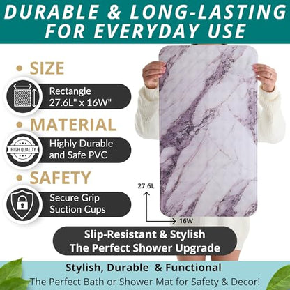 ENKOSI Non Slip Bath Mat for Tub and Shower Floors – Anti Slip Shower Mat with Strong Grip – Soft, Safe, and Unique Marble Print Bathroom Shower Mat for Inside Bathtub and Stalls (28x16 Marble Gray) - color: Marble Gray