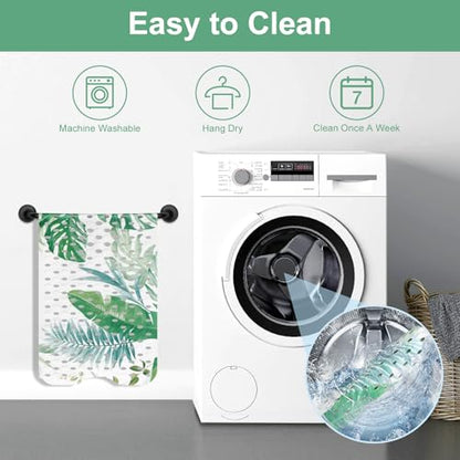 Shower Mat Non Slip, Yonala Premium Anti Slip Stylish Bath Tub Mat, 40 x 16 Inch Extra Large Bathtub Mat with Suction Cups and Drain Holes, Machine Washable - color: Green Monstera
