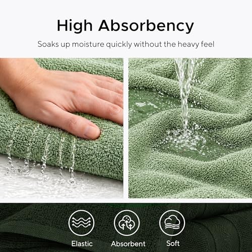 Veteran Textile LLC, Luxury Hotel & Spa, Turkish Cotton Dark Green Towels Bathroom Sets | 6 Pieces Fairfield Green Bath Towels | Soft and Absorbent Green Towel Set for Your Bathroom - color: Sage Green