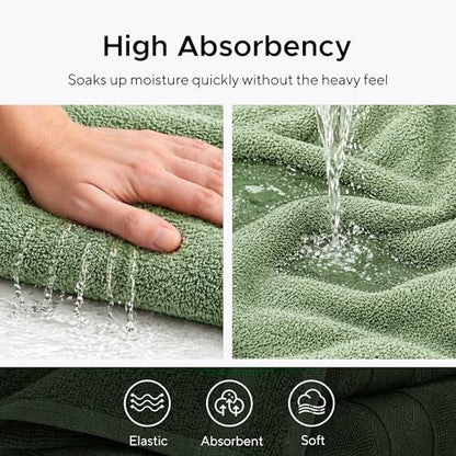 Veteran Textile LLC, Luxury Hotel & Spa, Turkish Cotton Dark Green Towels Bathroom Sets | 6 Pieces Fairfield Green Bath Towels | Soft and Absorbent Green Towel Set for Your Bathroom - color: Sage Green