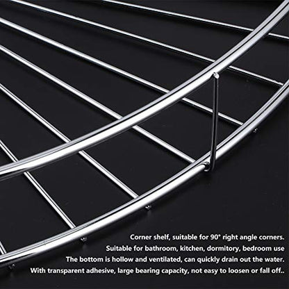 Yctze Corner Shower Shelf, Punch Free Stainless Steel Bathroom Storage Shelf, Cosmetic Organizer Rack Floating Wall with Adhesive for Kitchen Dormitory