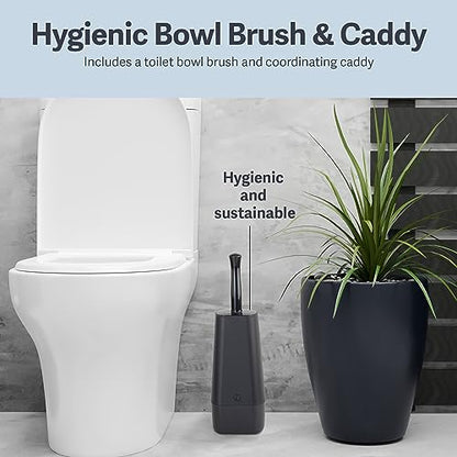 Casabella Hygienic Toilet Bowl Brush with Caddy, Black