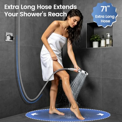 FEELSO Shower Head with Handheld Spray, 8" High Pressure Rain Showerhead | 7+8 Modes Dual Shower Head Combo, Anti-Clog Nozzles, 71" Hose Extra Long, Adjustable Holder, Shower Separately or Together - color: Chrome