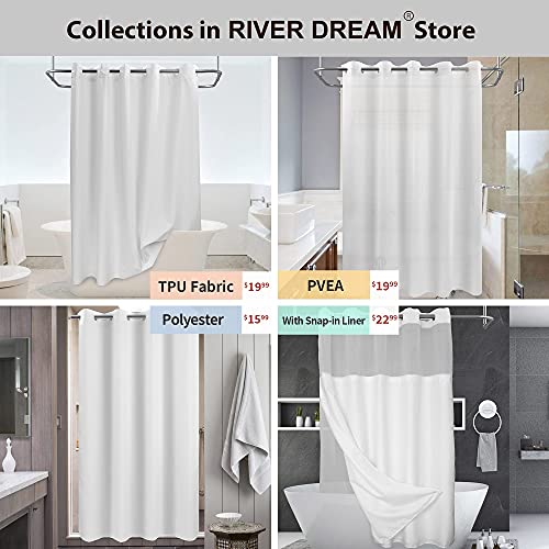 River Dream No Hook Hotel Cloth Shower Curtain Microfiber - Waterproof Soft Washable Fabric Shower Curtain or Liner with Magnets, White, Standard Size - color: White, size: 71"W x 74"L (Pack of 1)