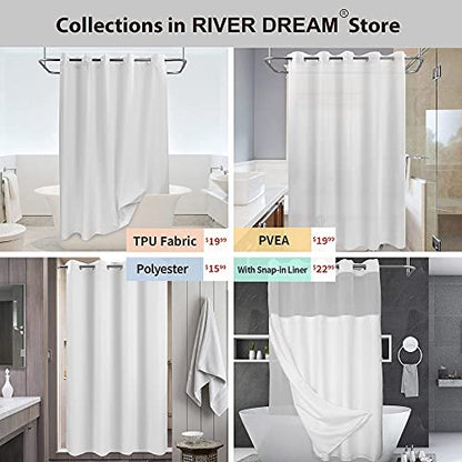 River Dream No Hook Hotel Cloth Shower Curtain Microfiber - Waterproof Soft Washable Fabric Shower Curtain or Liner with Magnets, White, Standard Size - color: White, size: 71"W x 74"L (Pack of 1)