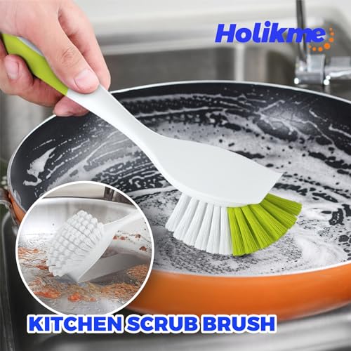 Holikme Dish Brush Cleaning Brush Set for Cleaning Groove Gap,Yellow | Dish Brush Set Cleaning Brush Set, Scouring Pad for Cleaning, Groove Gap Brushes for Pot, Pan, Abrasive Wheel Brushes - color: Amarillo