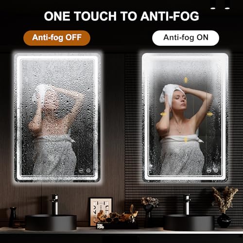 LED Bathroom Mirror with Lights, Anti-Fog, Dimmable, Lighted Bathroom Vanity Mirror for Wall, UL-Certified (24 x 36) - size: 24"L x 36"W