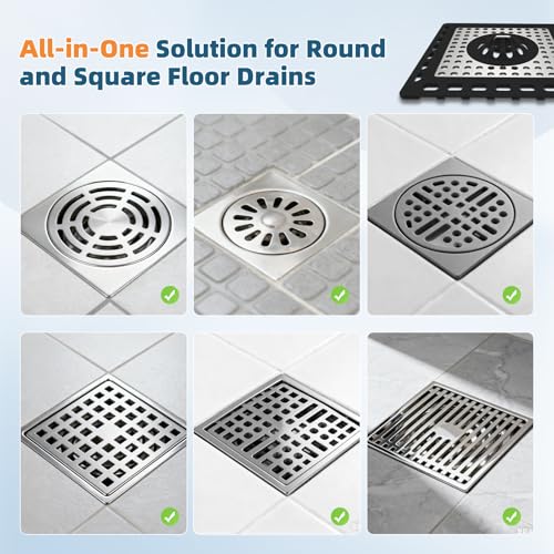 Hibbent Upgraded Shower Drain Hair Catcher, Shower Cover for Bathroom Floor 4" Drain, Anti-Clogging Bathtub Strainer, Stainless Steel Kitchen Sink Strainer with Handle, Black - color: 4' Black