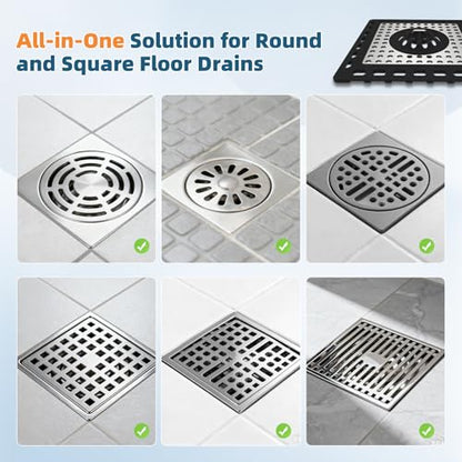 Hibbent Upgraded Shower Drain Hair Catcher, Shower Cover for Bathroom Floor 4" Drain, Anti-Clogging Bathtub Strainer, Stainless Steel Kitchen Sink Strainer with Handle, Black - color: 4' Black