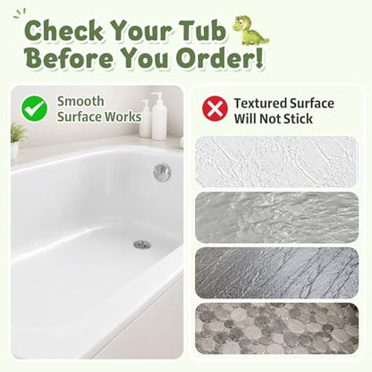 Baby Bath Mat for Tub Non Slip Kids, BPA Free Extra Long Bathtub Mat 40x16 with Drain Holes and 200 Suction Cups, Non Toxic Machine Washable Toddler Bath Mat, Eco-Friendly Certified - color: W-dinosaur
