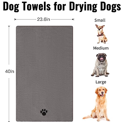 Puomue Microfiber Dog Towels for Drying Dogs, Super Absorbent and Soft Pet Grooming Towel, 40 Inch X 23.6 Inch, Perfect Dog Shower & Bath Supplies for Large, Medium or Small Dogs, Grey - size: 40 Inch X 23.6 Inch - 1 Pack