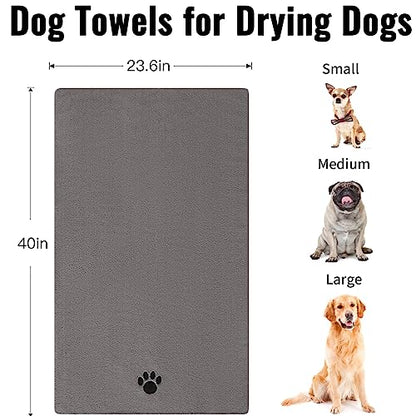 Puomue Microfiber Dog Towels for Drying Dogs, Super Absorbent and Soft Pet Grooming Towel, 40 Inch X 23.6 Inch, Perfect Dog Shower & Bath Supplies for Large, Medium or Small Dogs, Grey - size: 40 Inch X 23.6 Inch - 1 Pack