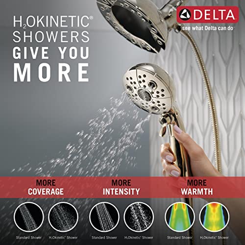 Delta Faucet 5-Spray In2ition Dual Shower Head with Handheld Spray, H2Okinetic Shower Head with Hose, Showerheads, Handheld Shower Heads, Magnetic Docking, Polished Nickel 58480-PN-PK - color: Polished Nickel
