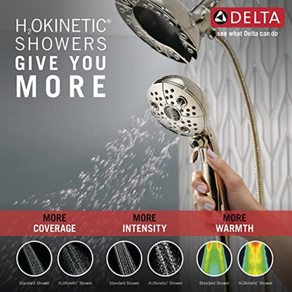 Delta Faucet 5-Spray In2ition Dual Shower Head with Handheld Spray, H2Okinetic Shower Head with Hose, Showerheads, Handheld Shower Heads, Magnetic Docking, Polished Nickel 58480-PN-PK - color: Polished Nickel
