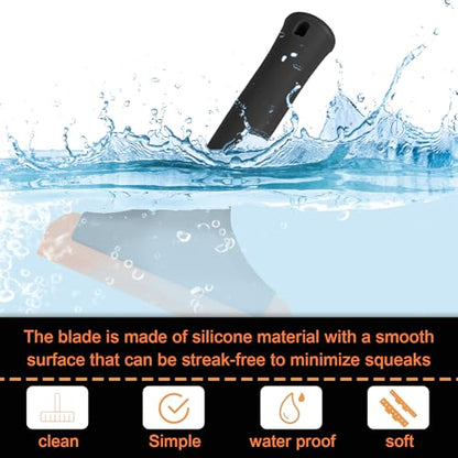 Small Silicone Window Squeegee, Auto Windshield Water Blade Scraper, Multifunctional Auto Squeegee with 5.9 Inch Blade and Non-Slip Handle for Car Window, Home Cleaning (Black, 1PCS) - color: Black