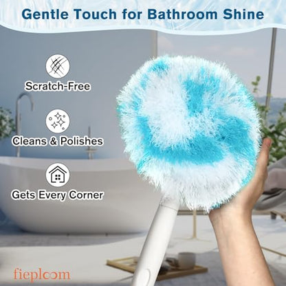 Non-Scratch Tub Tile Scrubber Brush, 48" Long Handle (1-Pack) | Soft Tub Mop, 2026 Version, All-in-One Adjustable Shower Brush for Bathtub, Bathroom, Sink, Faucet, and Wall Tile