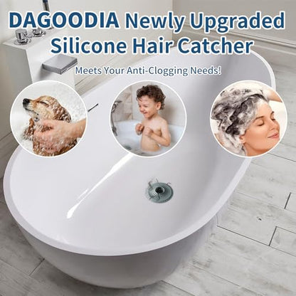 3Pcs Silicone Hair Catcher Shower Drain for Bathtub & Sink Trap/Strainer | 3 Pack Anti-Clog Collapsible Tub Protector Cover, Pet Hair Stopper fit 1 1/2" to 1 5/8'' Bathroom, Shower Stall & Sink Drains - color: Stone Blue