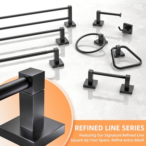RUACQ Towel Ring, Hand Towel Holder for Bathroom Wall, Matte Black, 2 Pack | Wall Mounted Hand Towel Bar, 304 Stainless Steel Towel Hanger, Square Base, Round Towel Holder Design, Modern, Heavy Duty - color: Black, size: 2