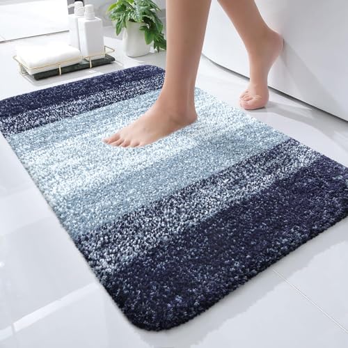 OLANLY Small Bathroom Rugs 24x16, Extra Soft Absorbent Microfiber Bath Rugs | Airy Blue, Non-Slip Quick-Drying Rubber Backing, Washable Plush Bath Mat for Floor, Tub and Shower, Home Decor Accessories - color: Airy Blue, size: 24" X 16"