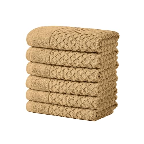 Great Bay Home Hand Towels - 100% Cotton 6 Pack 26x16 Hand Towel Set - Absorbent, Durable, Quick-Dry Towels for Bathroom (Sand) - color: 14 Sand, size: Hand Towel (Pack of 6)