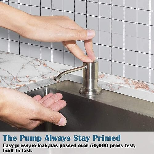 Soap Dispenser for Kitchen Sink (Brushed Nickel),Built in Design Sink Soap Dispenser, Refill from The Top, Stainless Steel Kitchen Soap Pump with 10 fl.oz Bottle (300ml) - color: Brushe Nickel, style: Antique