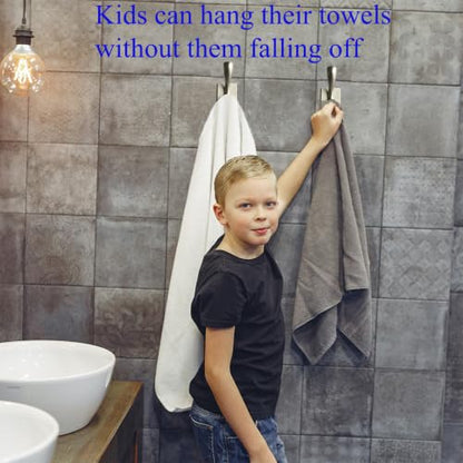 Brushed Nickel Towel Robe Clothes Coat Hooks for wall | Heavy Duty Wall Mount Rust-proof Double towel hooks for Bath Bedroom Kitchen Pool Garage Hotel - color: Brushed Nickel 4