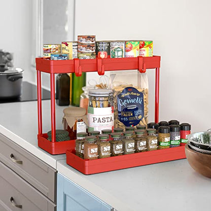 Simple Houseware 3-Tier Slim Rolling Cart w/Handle 5.5" Wx27.5 H, Red | Storage Cart for Narrow Space (5.5-Inch Wide) Kitchen, Bathroom, Laundry Room - color: Red