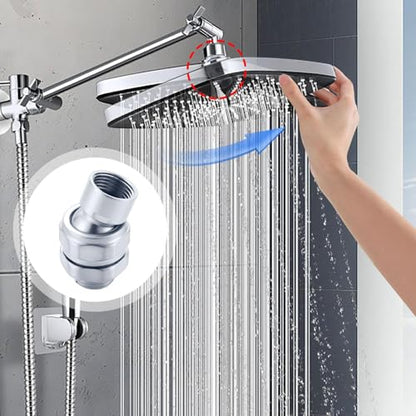 Shower Head Swivel Ball Adapter, Solid Brass Adjustable Shower Arm Connector, Polished Chrome Finish (Silver) - color: Silver