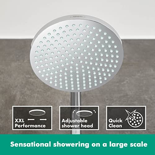 Hansgrohe Crometta S Shower System With Thermostat, Rainfall Head (⌀ 240 mm), Hand Shower (2 Sprays), Hose, Rail and Round Head (1 Spray), Chrome - size: with thermostat, style: 1 spray mode