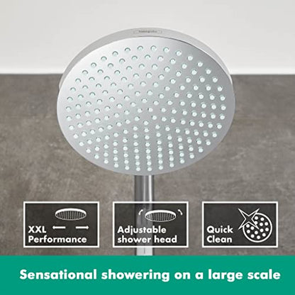 Hansgrohe Crometta S Shower System With Thermostat, Rainfall Head (⌀ 240 mm), Hand Shower (2 Sprays), Hose, Rail and Round Head (1 Spray), Chrome - size: with thermostat, style: 1 spray mode