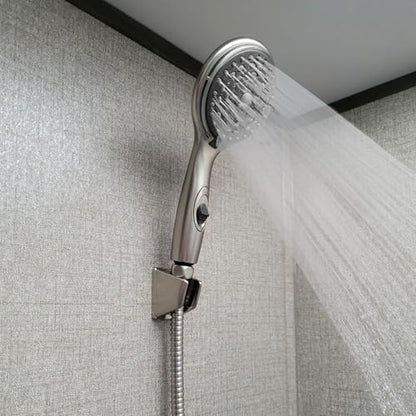 Dura Faucet DF-SA432K-SN RV Handheld Shower Wand Hose Kit (Satin Nickel) | Eco on/off switch pauses flow to save water in tight showers. Fits standard RV shower hoses. Brushed Satin Nickel. - color: Brushed Satin Nickel, size: Wand & Hose Kit