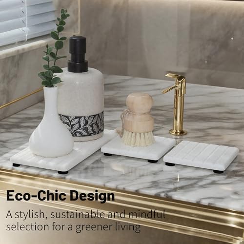 3PCS Stone Drying Tray, Stones Soap Trays, Water Absorbing Stone Tray for Sink, Fast Dry Diatomite Stones Mat, Used for Hand Soaps,Sponge,Toothbrush Holder in Bathroom Counter and Kitchen Sinks - color: 3pcs White 5stripes