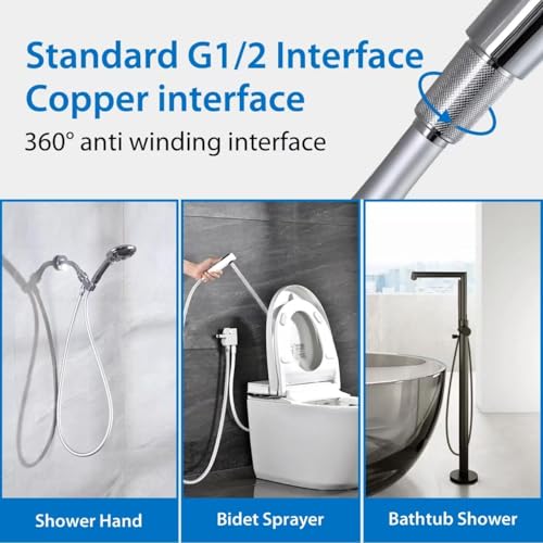 39 Inches Short PVC Shower Hose Replacement Silver | High Pressure Showerhead Hoses Extra Long,Used In Spray Bidet,Bathing,Toilet.Heavy Duty Shower Hose Replacement Faucet Hoses - color: Silver, size: 39 In