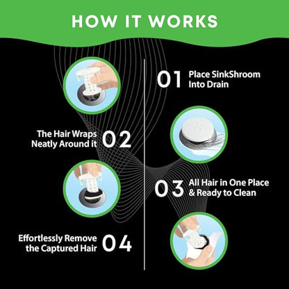 SinkShroom The Revolutionary Sink Drain Protector Hair Catcher/Strainer/Snare, White - color: White