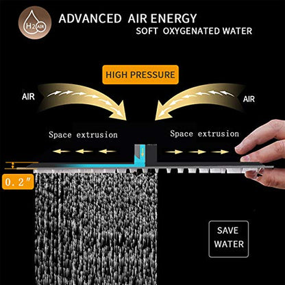 16 In Rain Shower Head High Pressure Rainfall Shower Head Matte Black | Square Rain Bathroom Showerhead, High Flow, Large Stainless Steel, Ceiling Mounted, Wall Mounted, Waterfall Full Body - color: Black, size: 16 Inch