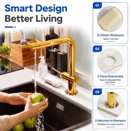 Absorbent Stone Faucet Mat for Kitchen Sink - 15.8" x 4" Diatomite Stone Sink Tray, Quick Dry Bathroom Sink Splash Guard Behind Faucet, Water Catcher Counter Protector (White) - size: 15.8" x 4"