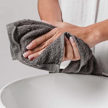 Ocean Towel Set for Bathroom 100% Luxury Cotton Bath Towels Set of 8 (2 Bath Towel and 2 Hand Towel Set & 4 Wash Cloth) - Grey Soft Towels Bathroom Set 600 GSM Double Stitched for Durability - color: Grey