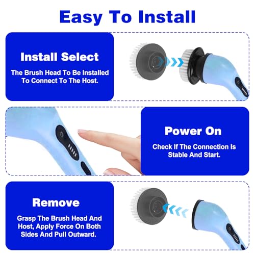 Electric Spin Scrubber Replacement Brush Heads, 8 Pack Cordless Spin Scrubber Brush Replaceable Heads with Base and Storage Bag, Rotatable Cleaning Brushes for Household Bathroom Floor Tile Car