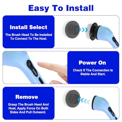 Electric Spin Scrubber Replacement Brush Heads, 8 Pack Cordless Spin Scrubber Brush Replaceable Heads with Base and Storage Bag, Rotatable Cleaning Brushes for Household Bathroom Floor Tile Car