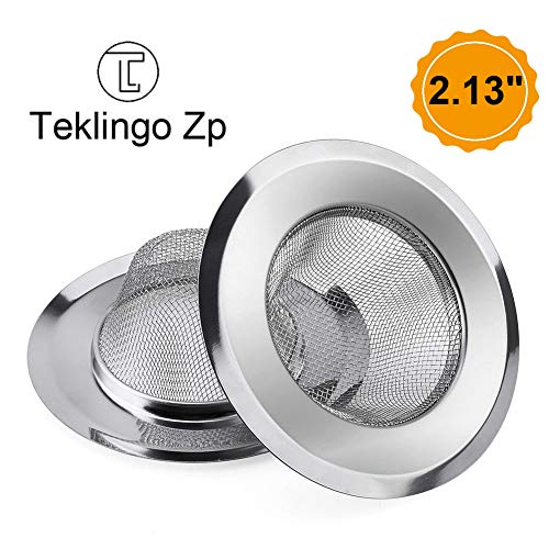 2 Pack - 2.13" Top / 1" Basket- Sink Strainer Bathroom Sink, Utility, Slop, Laundry, RV and Lavatory Sink Drain Strainer Hair Catcher. 1/16" Holes. Stainless Steel
