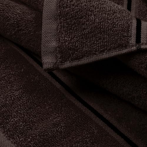 MyOwn Ultra Soft 6 Pack Cotton Towel Set, Contains 2 Bath Towels 28x55 inch, 2 Hand Towels 16x24 inch & 2 Wash Coths 12x12 inch, Ideal Everyday use, Compact & Lightweight - Chocolate Brown - color: Chocolate Brown, size: 6 Piece Set