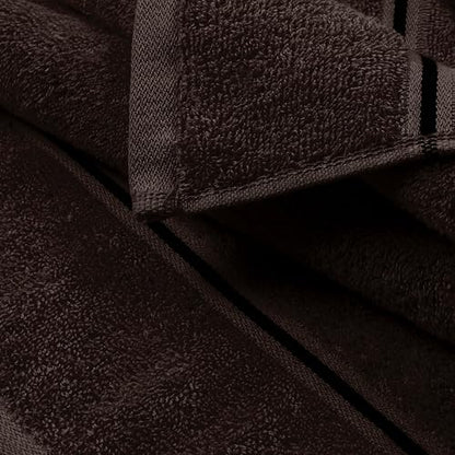 MyOwn Ultra Soft 6 Pack Cotton Towel Set, Contains 2 Bath Towels 28x55 inch, 2 Hand Towels 16x24 inch & 2 Wash Coths 12x12 inch, Ideal Everyday use, Compact & Lightweight - Chocolate Brown - color: Chocolate Brown, size: 6 Piece Set