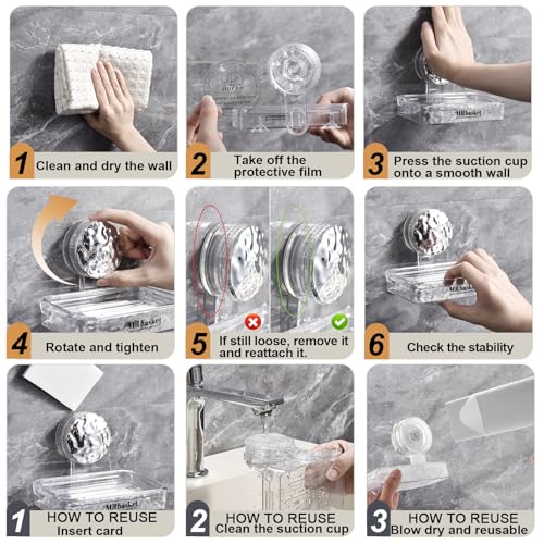 Soap Dish Holder Suction Cup, Wall Mounted Self Draining Soap Case & Sponge Rack, No Drilling Suction Bar Soap Holder for Bathroom, Kitchen Sink - style: Soap size, 1 piece