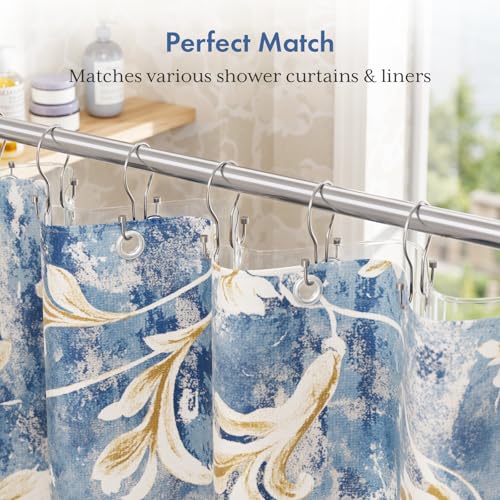 Bathway Shower Curtain Hooks Chrome Shower Curtain Rings with Cylindrical Design, 12Pcs Metal Shower Curtain Hooks Rust Proof, Smooth Glide Double Shower Hooks Rings for Shower Curtain - color: Chrome, style: Minimalist Shower Hooks with Cylinders