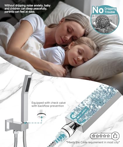SR SUN RISE Shower Faucet Set & System - 10 Inch Rainfall Shower Head & Handle Set Wall Mounted Polished Chrome Solid Brass Valve Trim Kit Included - color: Polished Chrome, size: 10 Inch