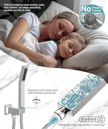 SR SUN RISE Shower Faucet Set & System - 10 Inch Rainfall Shower Head & Handle Set Wall Mounted Polished Chrome Solid Brass Valve Trim Kit Included - color: Polished Chrome, size: 10 Inch