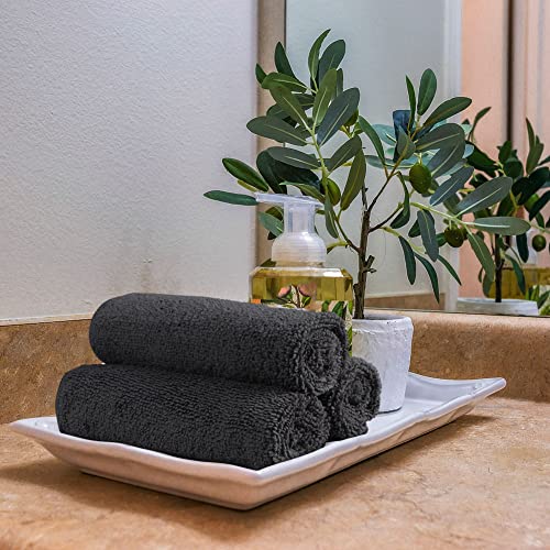 Orighty Washcloths Bulk Towels Set 50 Pack, Highly Absorbent and Super Soft Microfiber Fingertip Towels, Multi-Purpose Wash Cloths for Bathroom, Hotel, Spa, and Gym, 12x12 Inch, Black | Highly Absorbent & Soft Feel, Multi-Purpose Wash Cloths & Hand Towels