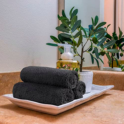 Orighty Washcloths Bulk Towels Set 50 Pack, Highly Absorbent and Super Soft Microfiber Fingertip Towels, Multi-Purpose Wash Cloths for Bathroom, Hotel, Spa, and Gym, 12x12 Inch, Black | Highly Absorbent & Soft Feel, Multi-Purpose Wash Cloths & Hand Towels
